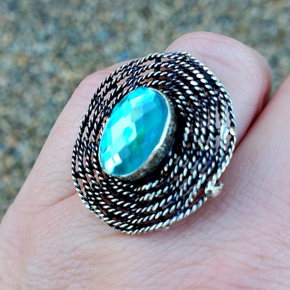New Mercury Mystic Topaz Silver Spiderweb Ring. - Picture 6 of 16